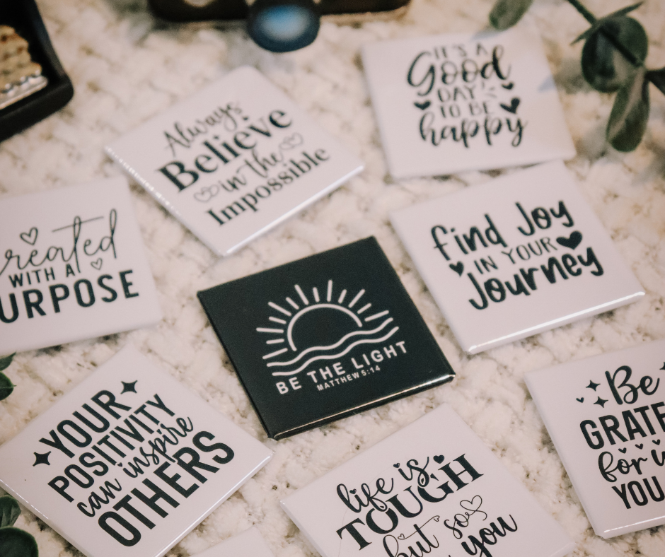 Positive Quotes Photo Magnets - Motivational & Uplifting Decor for Fridge or Office