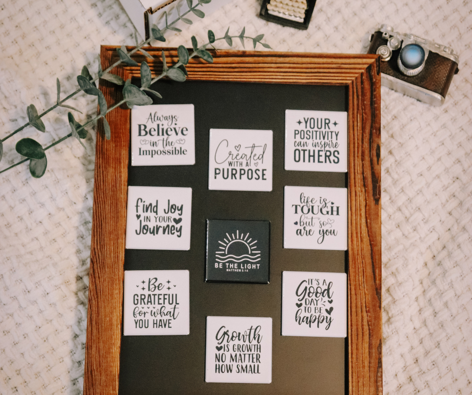 Positive Quotes Photo Magnets - Motivational & Uplifting Decor for Fridge or Office